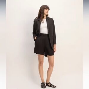 Everlane Black Minimalist High Waist Pleated Drape Trouser Shorts 5” inseam